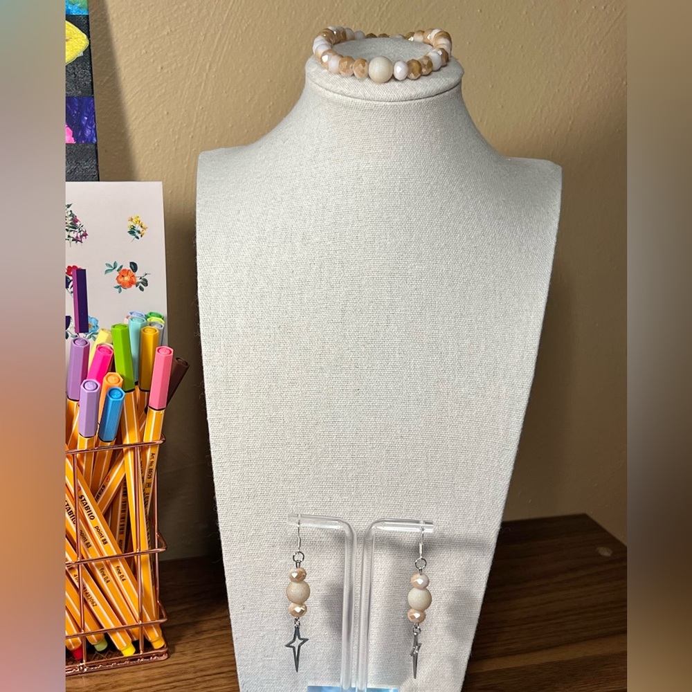 “Citrine Galaxy” Artisan Dangle Earrings & matching bracelet set